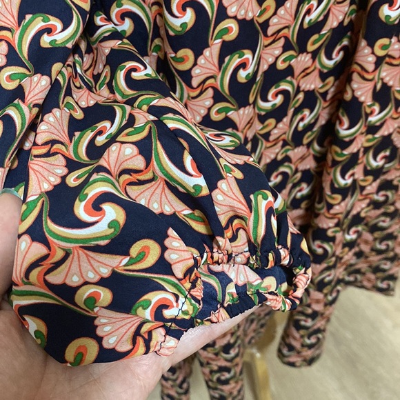 Navy blue paisley polyester dress - Picture 4 of 6